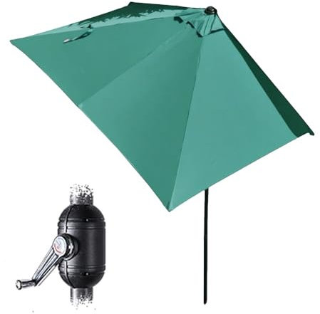 IMUNKT Balkonschirm Rechteckig Halbschirm Mit Kurbel Wandschirm Marktschirm Wasserdicht Gartenschirm Halb-Sonnenschirm 250x130cm 5 Streben(Green)