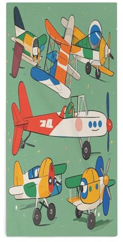 Anceky Toallas de Mano para baño de 73 x 35 cm, con Estampado de Aviones pequeños, de Fibra extrafina, para Ducha, Piscina y SPA, para Uso Diario.