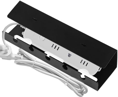 Bandeja de gestión de cables para debajo del escritorio, soporte de cables resistente | Soporte oculto sin taladro para sala de juegos, computadora, mesita de noche, cocina, área de trabajo