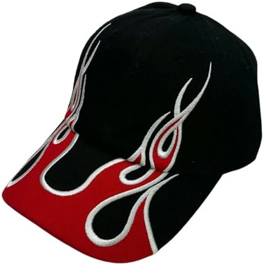 AlHECE Cap Gestickte Flammen-Baseballmütze Mit Zweischneidiger Klinge, Sonnenschutz, Persönliche, Vielseitige Schirmmütze Für Männer Und Frauen-D-52-59Cm
