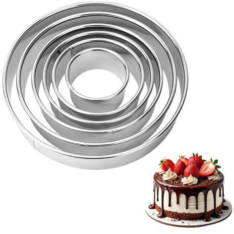 6 Pcs Circle Cookie Cutter Set- 2/3/3.5/4/ 5/6 Inch,Round Cookie Cutter Set,Circle Cutter,Large Cookie Cutters Stainless Steel Circle Cookies Cutters-Variety Pack,Biscuit Cutters for Baking