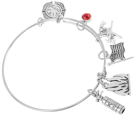 Garneck Feuerwehr Armband aus Edelstahl mit Axtmotiv Verstellbarer Feuerwehr Armreif für Damen Herren Geschenk für Feuerwehrfrauen Väter und Töchter