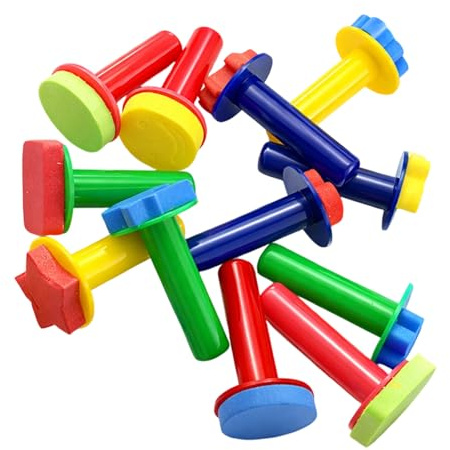 Paint Dabbers and Art Sponges for Kids, 12-Piece Long Handle EVA Stamp Set for Creative Activities, Ideal for Early Painting Education and Sensory Play with Toddler Paint Brushes and Finger Paints