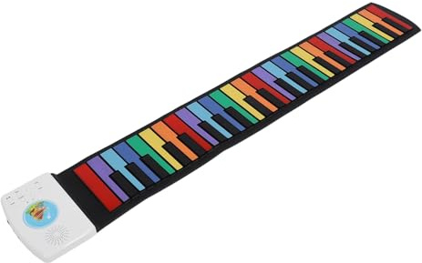 SIXRUN Roll-Piano, Bunte Tragbare Silikontastatur, 49 Tasten, 47 Klangfarben, Wiederaufladbares Klavier für und Erwachsene