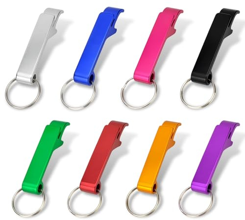 8Pcs Aluminium Alloy Bottle Opener Keyring Set, Mini Beer Opener Keyring | Portable Ring Pull Can Opener for Party, Festival,Gathering and Camping, Lightweight, Multi-Colour Pack, Handy Gadget for Men
