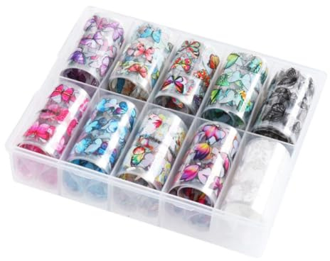 10 Stück Nageltransfer Aufkleber Schmetterling Sternenhimmel