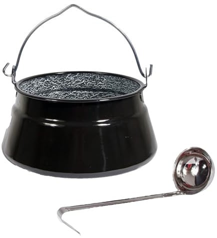 Set Ungarischer Fischsuppekessel Emaille 25 Liter + Gratis Schöpflöffel Fischkessel Suppenkessel konisch Feuertopf