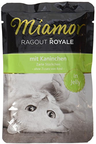 MIAMOR - Ragout Royale in Jelly | Nassfutter in Jelly für ausgewachsene Katzen. Alleinfutter im Frischebeutel ohne Soja, Farb- und Konservierungsstoffe | 22x100g Kaninchen
