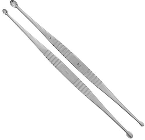 Großer Scharfer Löffel, Kosmetex Doppellöffel nach Volkmann, steriler Schaber, Zystenlöffel, Zystenschäler, 22 cm, 1 Stück