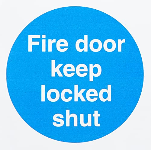 Seco Fire Door Keep Locked Shut Sign, 100mm x 100mm - Self Adhesive Vinyl