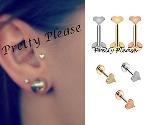 Other Heart Cartilage Earring, Heart Tragus Piercing (Rose Gold)