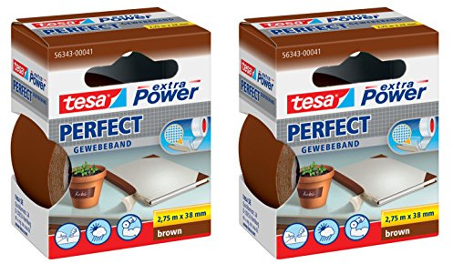 Tesa Extra Power Ruban adhésif en toile, marron, 38mm │ 2er Pack