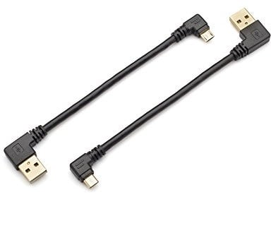 baolongking Micro USB Cable, Right Angle USB 2.0 A to Micro USB Adapter Cable, Gold Plated 5 Pin Micro USB Wire Lead for Charging & Data Syncing (2PCS: Left and Right Angle Each)