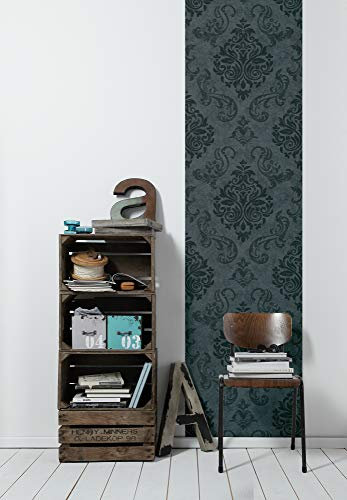 Livingwalls Ornament Tapete 0,52m x 2,50m Klebefolie schwarz grau Möbelfolie selbstklebende Tapete Made in Germany 368241