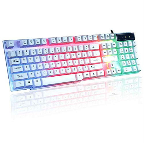 SWU Clavier de Jeu Mécanique Professionnel, Édition Limitée Rétro-Éclairée Colorée Blanche, Conception Indépendante À Un Bouton de L'Interrupteur D'Éclairage (Disposition Britannique)