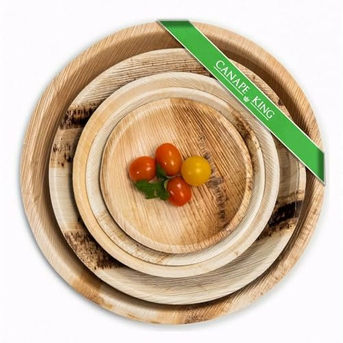 CANAPE KING | 25 assiettes rondes jetables en feuille de palmier 12”(30 cm) | Vaisselle naturelle écologique - comme le bambou, le bois, le papier, le plastique - idéal pour les mariages, Noël