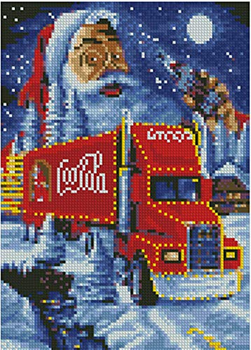 Nouveaux Kits de Peinture Diamant 5D pour Adultes Enfants, Awesocrafts Père Noël Camion Nuit Étoilée Perceuse Complète DIY Diamant Art Cristal Strass Peinture par Diamants Point De Croix (un camion)