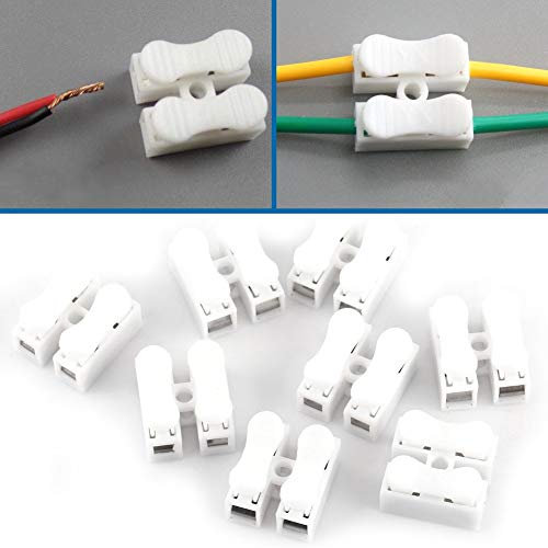 100Pcs Push Quick Cable Connectors, 2 Pin Spring Push-in Wire Connector, Terminal Barrier Block Wire Clamp for Power and Automotive Wiring
