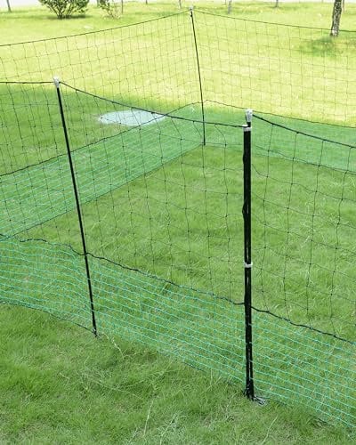 Agrarflora Geflügelnetz - engmaschiger Hühnerzaun - Weidezaun - Kleintierzaun mit Zugangstor, Pfählen und Heringen - mobiler Geflügelzaun - Farmzaun - Größe: 12m x 125cm