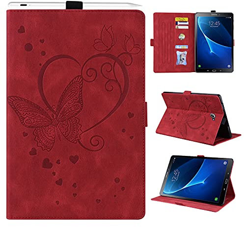 Auslbin Coque Galaxy Tab A 2016 10.1 Pouces Étui de Cuir PU avec Fonction Support et Sommeil/Réveil Auto Housse de Protection Tablette pour Samsung Galaxy Tab A6 SM-T580/T585,Rouge