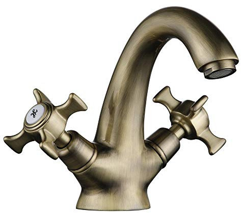 Tapas de baño Lavabo caliente y frío Lavabo Grifo Mezclador Grifo Doual Cross Un solo orificio Cepillado Bronce Lavabo Lavabo Fregajos Grifos