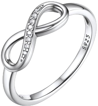 Bestyle Ring Damen Silber 925 Schlicht Unendlichkeit Ring Cross Ring Personalisiert