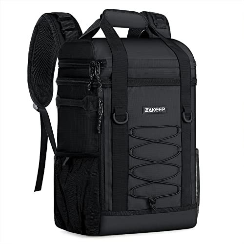 ZAKEEP Mochila enfriadora, 36 latas, Multifuncional, a Prueba de Fugas, con asa Superior Acolchada, Bolsillo de Malla para Camping, Barbacoa (Negro)