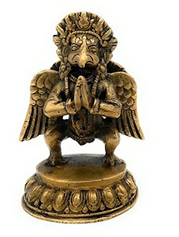 Messing Gott Garud Dev sitzende Statue Lord Vishnus Fahrzeug Garuda Idol für Schaustück Figur Heimdekoration Höhe 12 cm