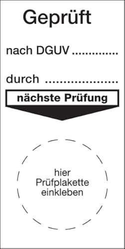 Dreifke® Aufkleber Grundplakette, Geprüft nach DGUV, 80 x 40 mm - Bund = 50 Stk. Folie selbstklebend Weiß AufdruckSchwarz 40x80mm