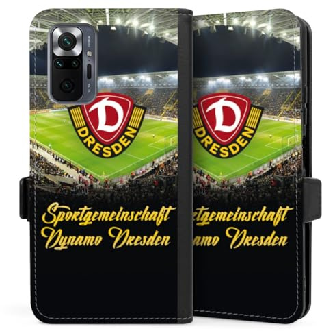 DeinDesign Klapphülle kompatibel mit Xiaomi Redmi Note 10 Pro Handyhülle aus Kunst Leder schwarz Flip Case SGD SG Dynamo Dresden Offizielles Lizenzprodukt