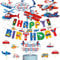 YiiiGoood Kindergeburtstag Flugzeug Geburtstag Deko Fahrzeug Kindergeburtstag Dekoration Happy Birthday Girlande Spiralen Kuchendeko Kinder Geburtstagsdeko Mädchen Jungen