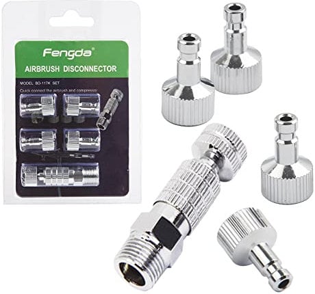 Fengda Airbrush Quick Release Disconnect with G1/8 4PCS Male Fittings and Female Hose Connection for Quick Release The Airbrush and air Hose
