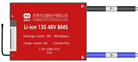 DALY BMS 13S 48V 50A Li-Ion Akku Management System Akku Pack Protection Board mit Common Port und Balance Leads für Home DIY 18650 Battery Electronic Device