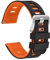 WOCCI 18mm Zweifarbig Uhrenarmband, Silikon Kautschuk, Ersatzband für Herren und Damen, Silberne Edelstahlschnalle (Schwarz-Orange)