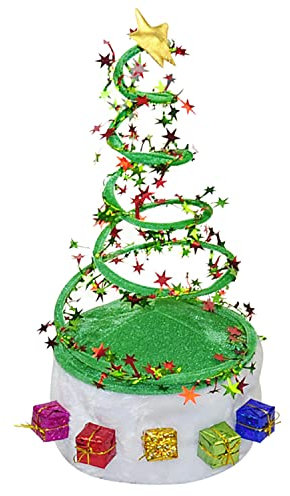 StarTreene Weihnachtsbaumhut Tannenbaum Hut glänzende Weihnachtsmützen für Erwachsene und Kinder Monochrom (Farbe 1, Einheitsgröße)