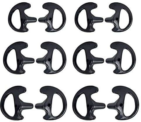 UAYESOK Replacement Earmold Soft Silicone Ear Buds Eartips for Motorola Kenwood Two Way Radio Air Acoustic Coil Tube Walkie Talkie Covert Earpiece Headset (SML*2, Black)