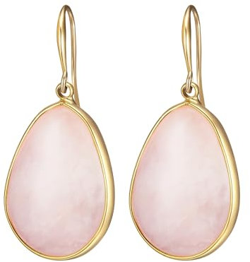 Lulu Jane Damen Ohrhänger Messing gelbgold Naturstein rosa Modeschmuckohrhänger