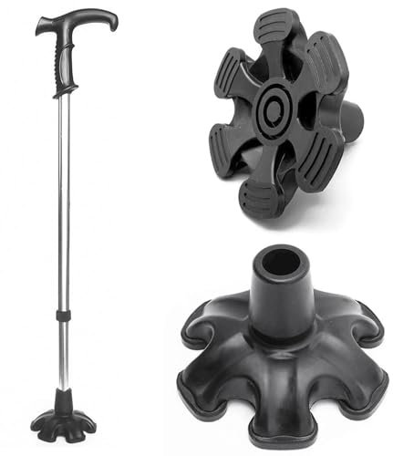 ACHANFLY Walking Stick Rubber Ferrules Standing Cane Tip 19 mm 6 Point Support Rubber Cane Tip Non-Slip Self Standing Support Base Foot Pad Replacement Cane Crutch Pad for Walking Sticks and Canes