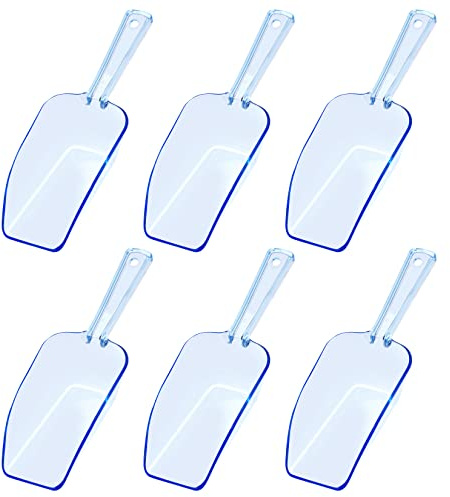 Hmxpls Eisschaufel für Süßigkeiten-Buffet-Behälter, blaue Kunststoffschaufel für Popcorn, Kekse, Süßigkeiten-Eimer, Podpocket Acryl, Gefrierschrank, trockene Waren (6 Stück)