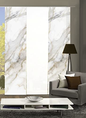 HOME WOHNIDEEN 84674 Schiebegardine SUMANI, Digitaldurck Dekostoff Seidenoptik 245x60, Farbe:Natur, Größe:245 x 60 cm, Anzahl:3er Set (2X Bedruckt, 1x Uni)