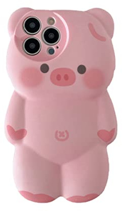 SGVAHY Schutzhülle für iPhone 14, süßes Kawaii-3D-Cartoon-Schwein, weiches Silikon, stoßfest, Schutzhülle für Kinder und Mädchen