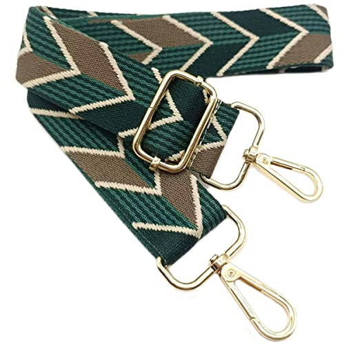 Verstellbarer Schultergurt für Taschen Grün, Taschengurte zum Wechseln, Taschengurt Breit mit Karabiner Gold, 80-130 cm Tragegurt Tasche für Damen Schulterriemen, Handtasche, 3.8cm, 206