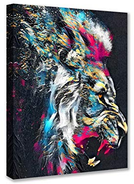 Klassische Banksy Straßenkunst-Dekoration abstrakte Graffiti-Bilder Tigar und Katze hohlender Wolf Kunstwerk 1 Paneel Kunstdruck Leinwand Wandkunst Wohnzimmer Zuhause moderne Dekoration gerahmt