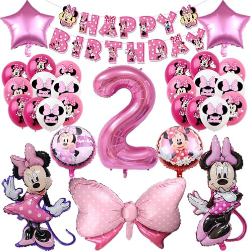 Minnie Luftballon 2 Jahr Geburtstagsdeko 27Pcs,2 Jahr Minnie Geburtstag Deko,Minnie Party Geburtstag Dekoration,Kindergeburtstag Party Luftballon Set.