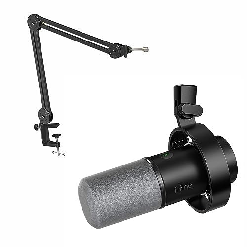 FIFINE XLR Mikrofon mit Arm,3/8 bis 5/8 Adapter, Dynamisches Mikrofon Ständer, USB Microphone PC für Streaming Podcast Gaming (K688+BM63)