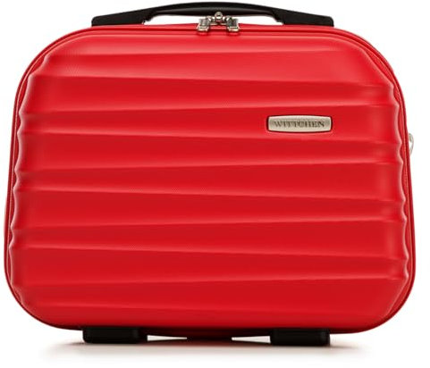 WITTCHEN Necessaire da viaggio Custodia per cosmetici Valigia da viaggio Bagaglio a mano Valigia cabina Valigia ABS Borsa da toilette Rigido Groove Line rosso Ryanair/ITA Airways/easyJet