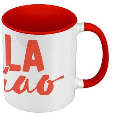 Tasse Farbe Premium Qualität rot – Bella Ciao Damen Italien Serie Feminismus – Tasse mit Henkel und farbigem Innenfutter