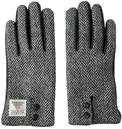 TAILORMAP Harris Tweed Winter Warm Touchscreen Warm Fahren Lammfell Leder Handschuhe, GRAU, Medium