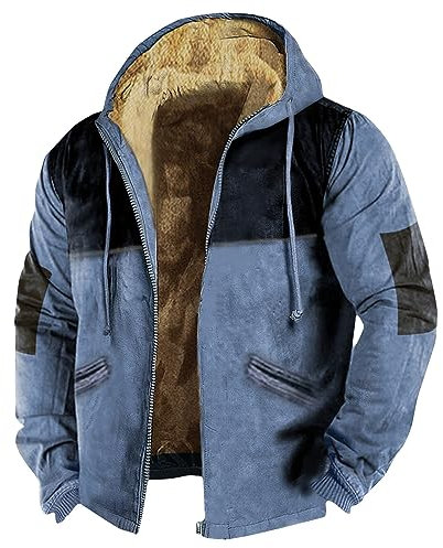 KONG JIMFAN Sweatjacke Herren Y2k Zip Hoodie Regenponcho Pink Pilotenjacke Winterjacke Herren Mit Fell Strickmantel Fahrrad Regenbekleidung Baseball Jacke Herren Vintage Glänzende Jacke(Blue,7XL)