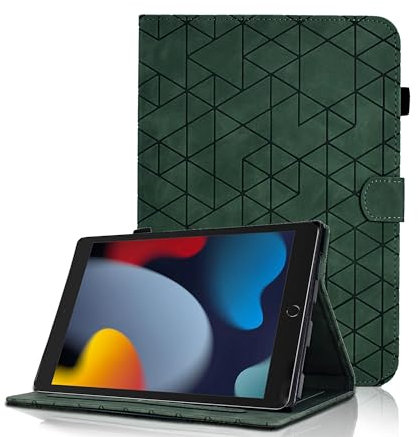 Funda para iPad 10.2 Pulgadas 2021/2020/2019 (9.ª, 8.ª y 7.ª Gen) Flip Cover de PU Cuero Protección Múlti Ángulos Soporte Case con Auto Reposo/Activación Protectora Carcasa, Verde